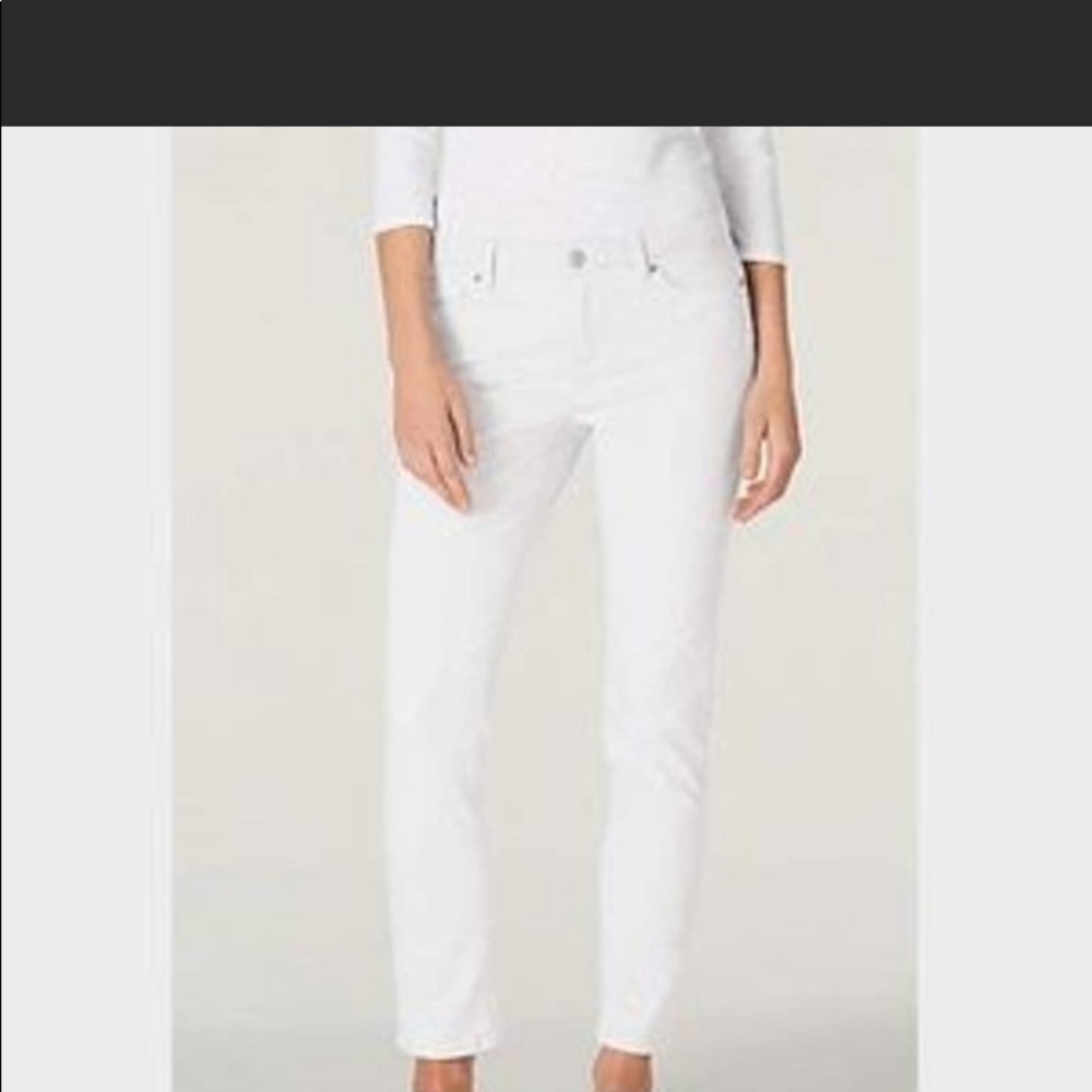J Jill white jeans, denim , size 12, authentic fit, below waist, stretch fabric